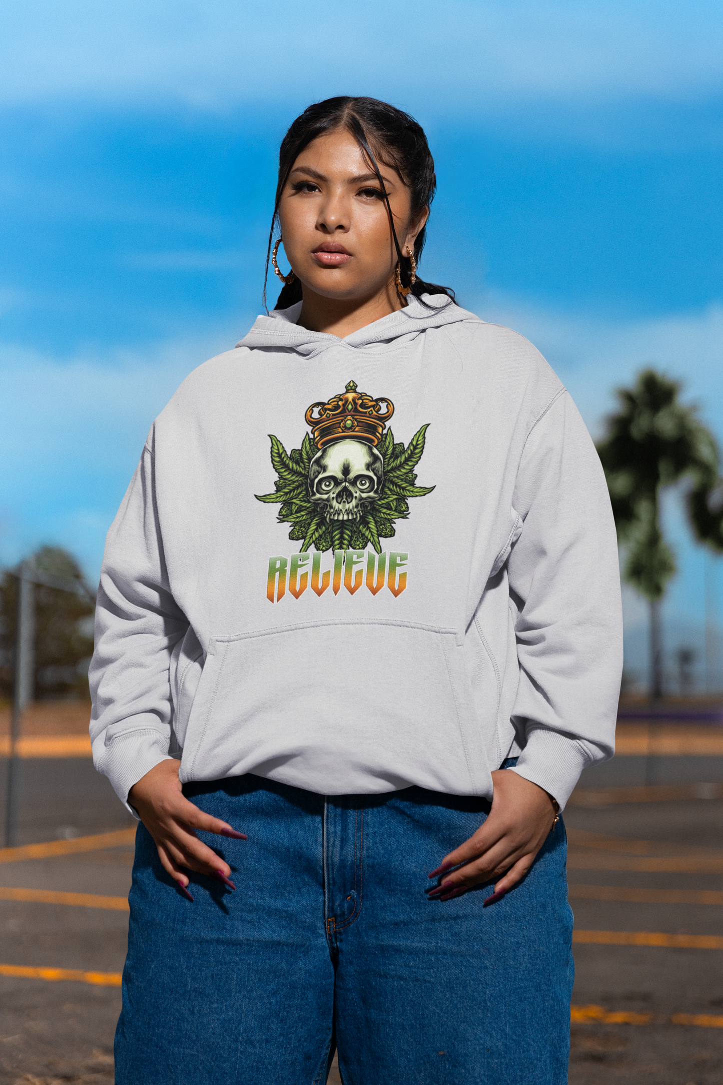 Sudadera con capucha unisex extragrande de algodón orgánico RELIEVE con estampado frontal - Sudadera con capucha extragrande unisex SH - Sudadera con capucha extragrande de algodón orgánico unisex 2.0