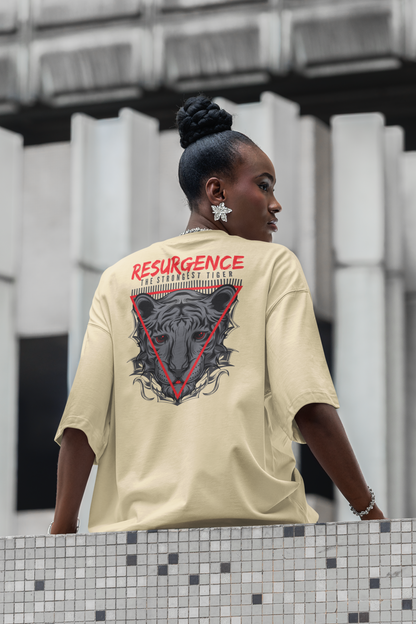 RESURGENCE STRONGEST TIGER Warrior Streetwear Backprint - Freestyler Bio Oversized Unisex T-Shirt Erwachsene SH