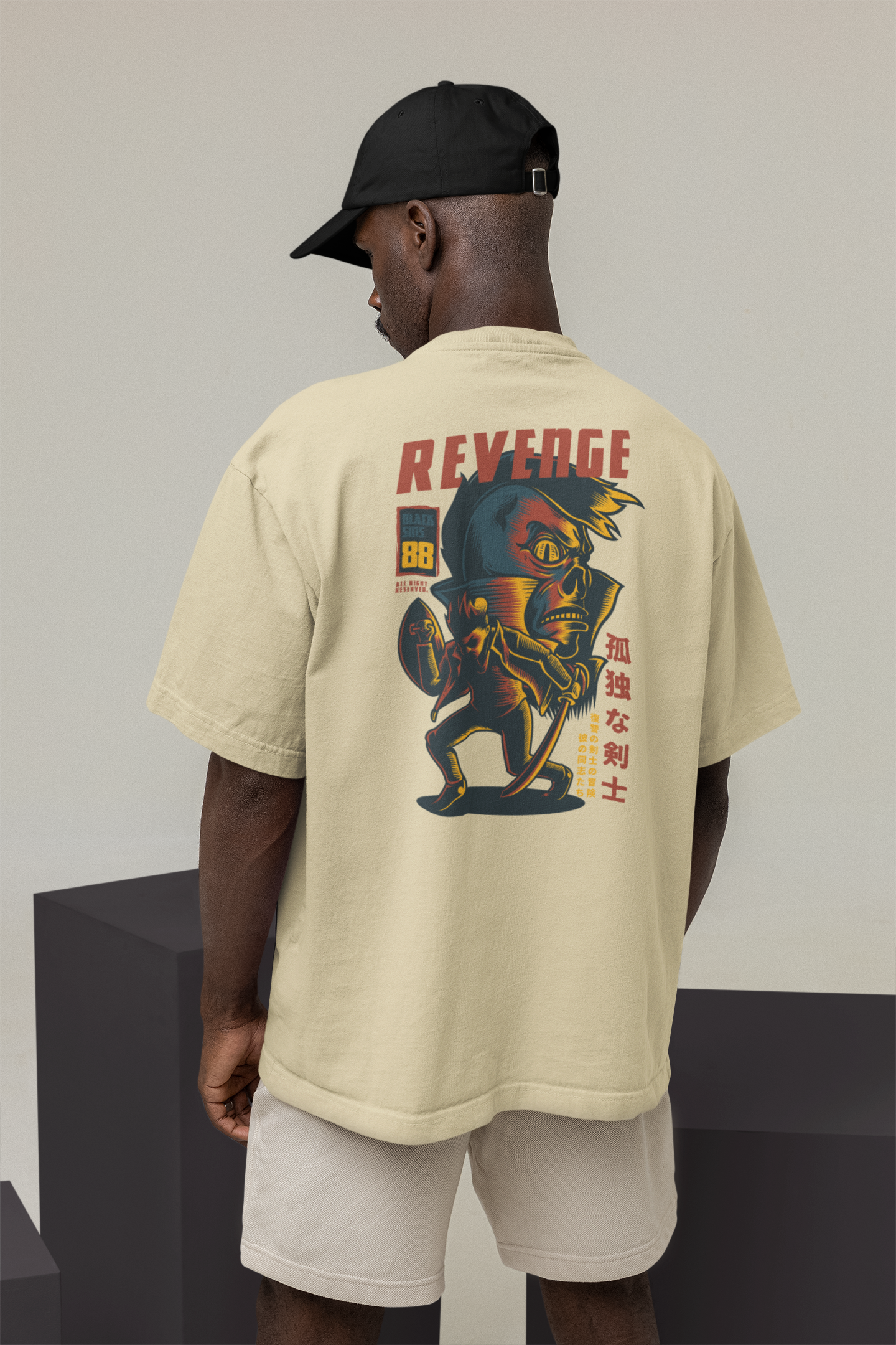 REVENGE RUJUBK Warrior Streetwear Backprint - Freestyler Bio Oversized Unisex T-Shirt Erwachsenen SH