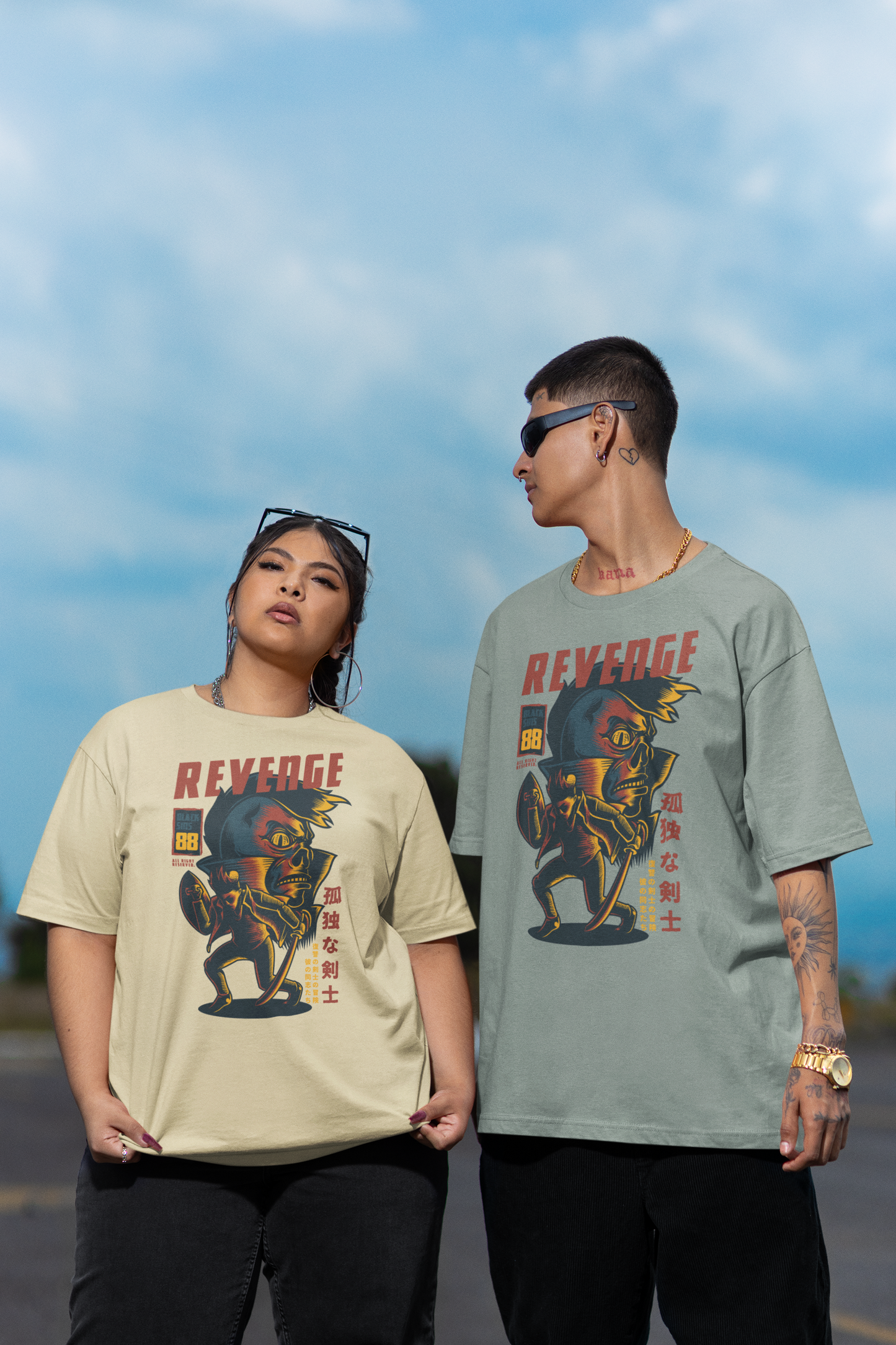 REVENGE RUJUBK Warrior Streetwear Frontprint - Freestyler Bio Oversized Unisex T-Shirt Erwachsenen SH