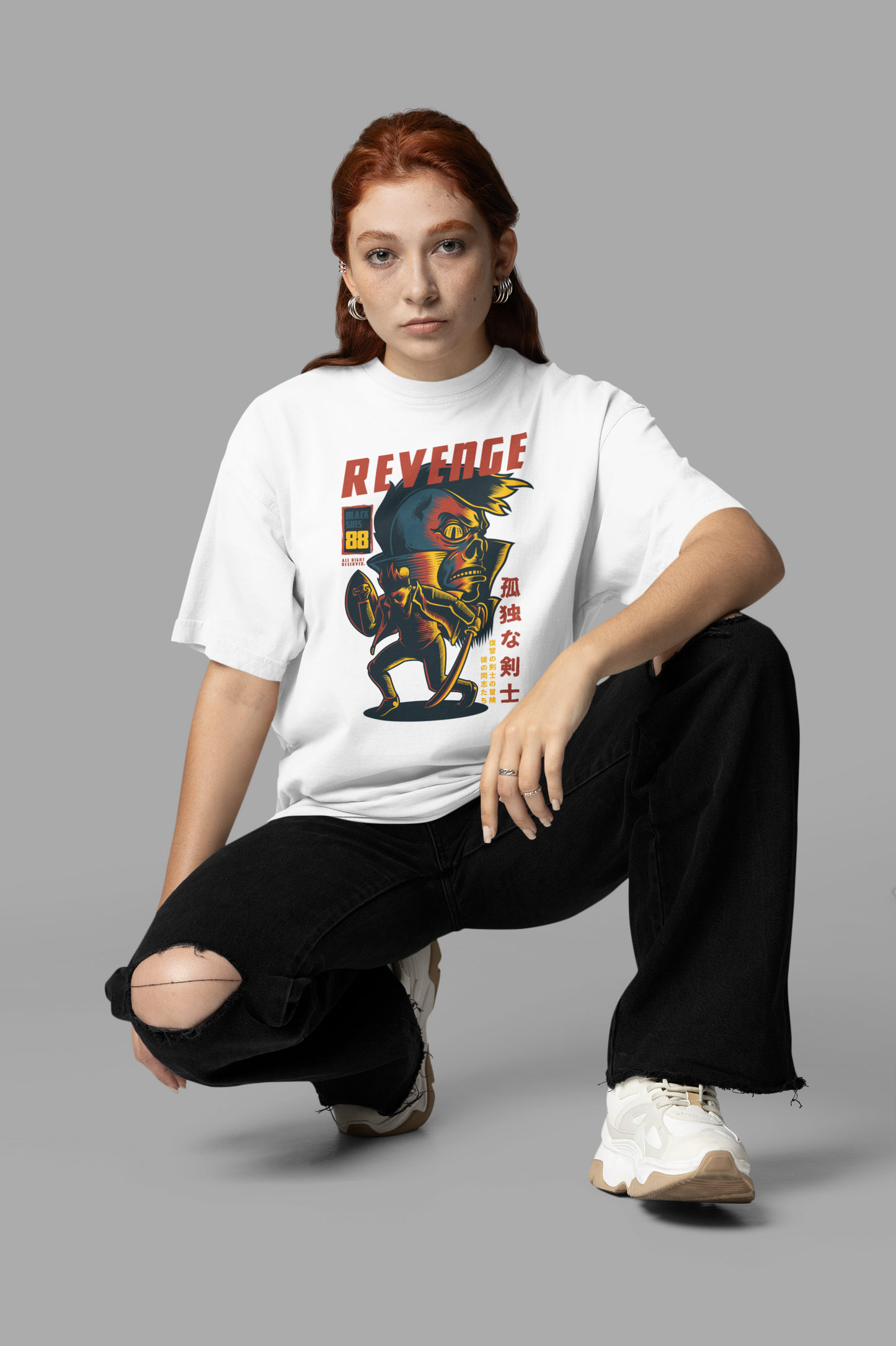 REVENGE RUJUBK Warrior Streetwear Frontprint - Freestyler Bio Oversized Unisex T-Shirt Erwachsenen SH