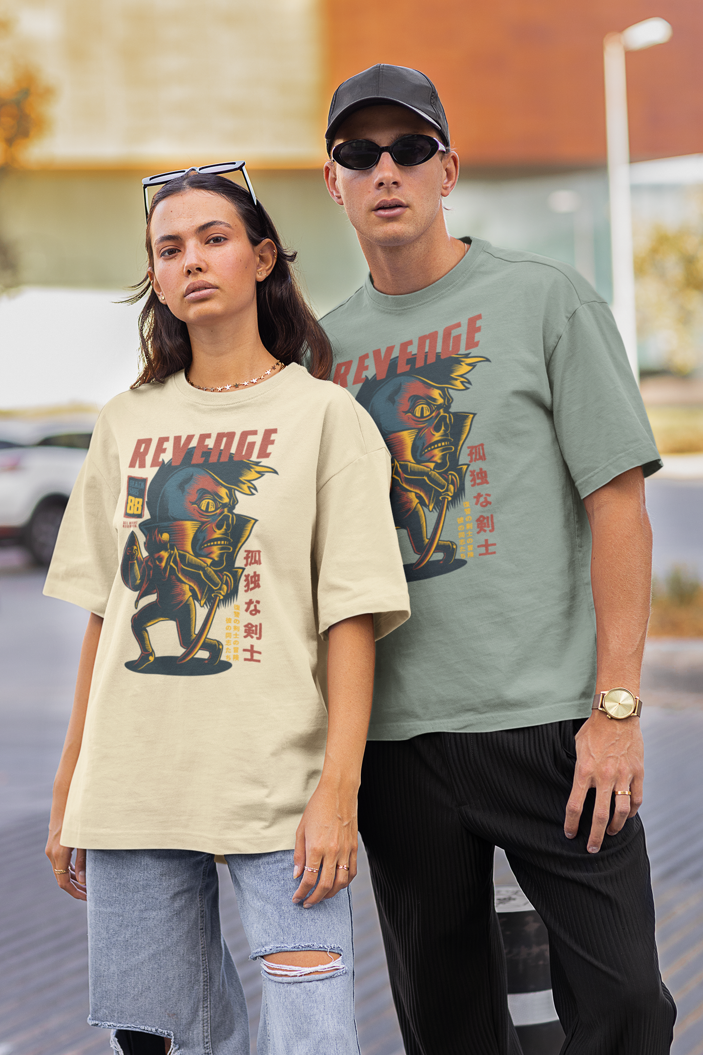 REVENGE RUJUBK Warrior Streetwear Frontprint - Freestyler Bio Oversized Unisex T-Shirt Erwachsenen SH