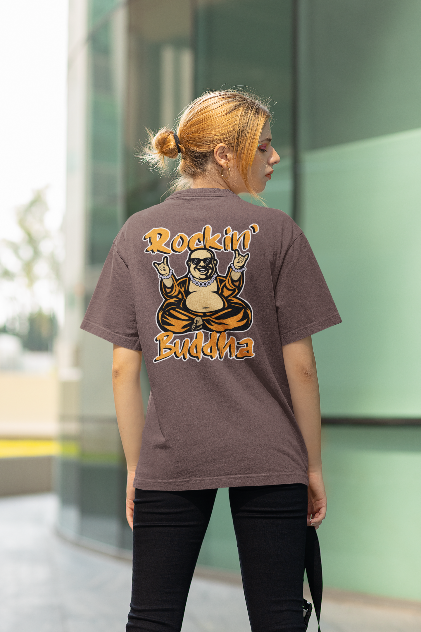 ROCKIN BUDDAH Streetwear Backprint - Freestyler Bio Oversized Unisex T-Shirt Erwachsenen SH