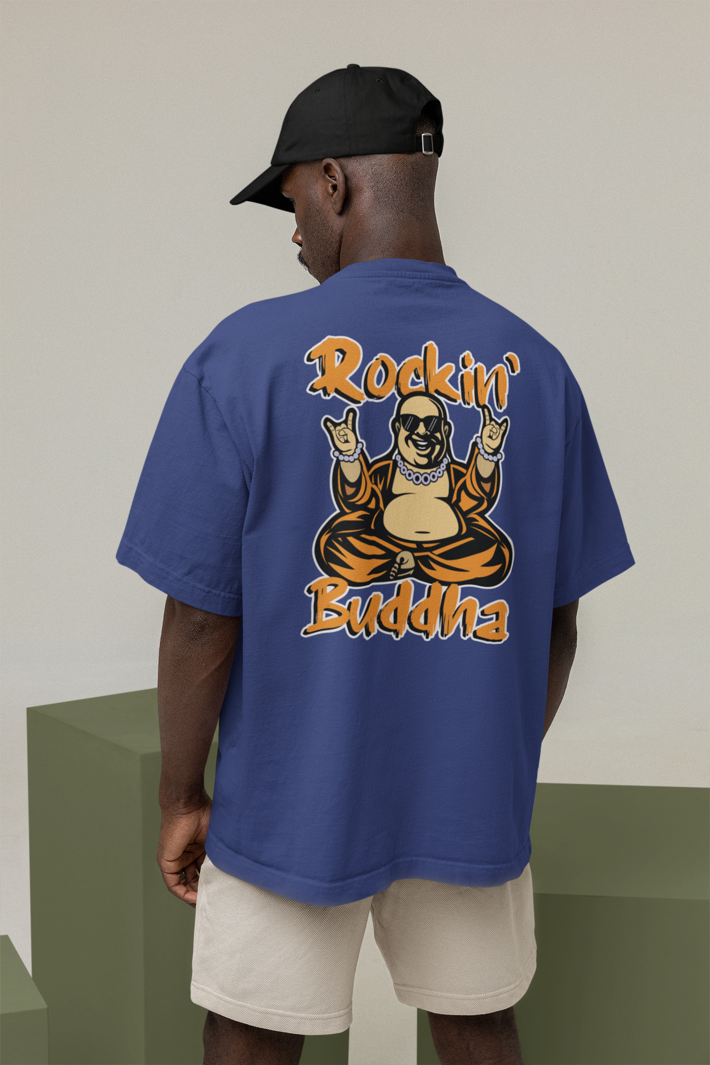 ROCKIN BUDDAH Streetwear Backprint - Freestyler Bio Oversized Unisex T-Shirt Erwachsenen SH
