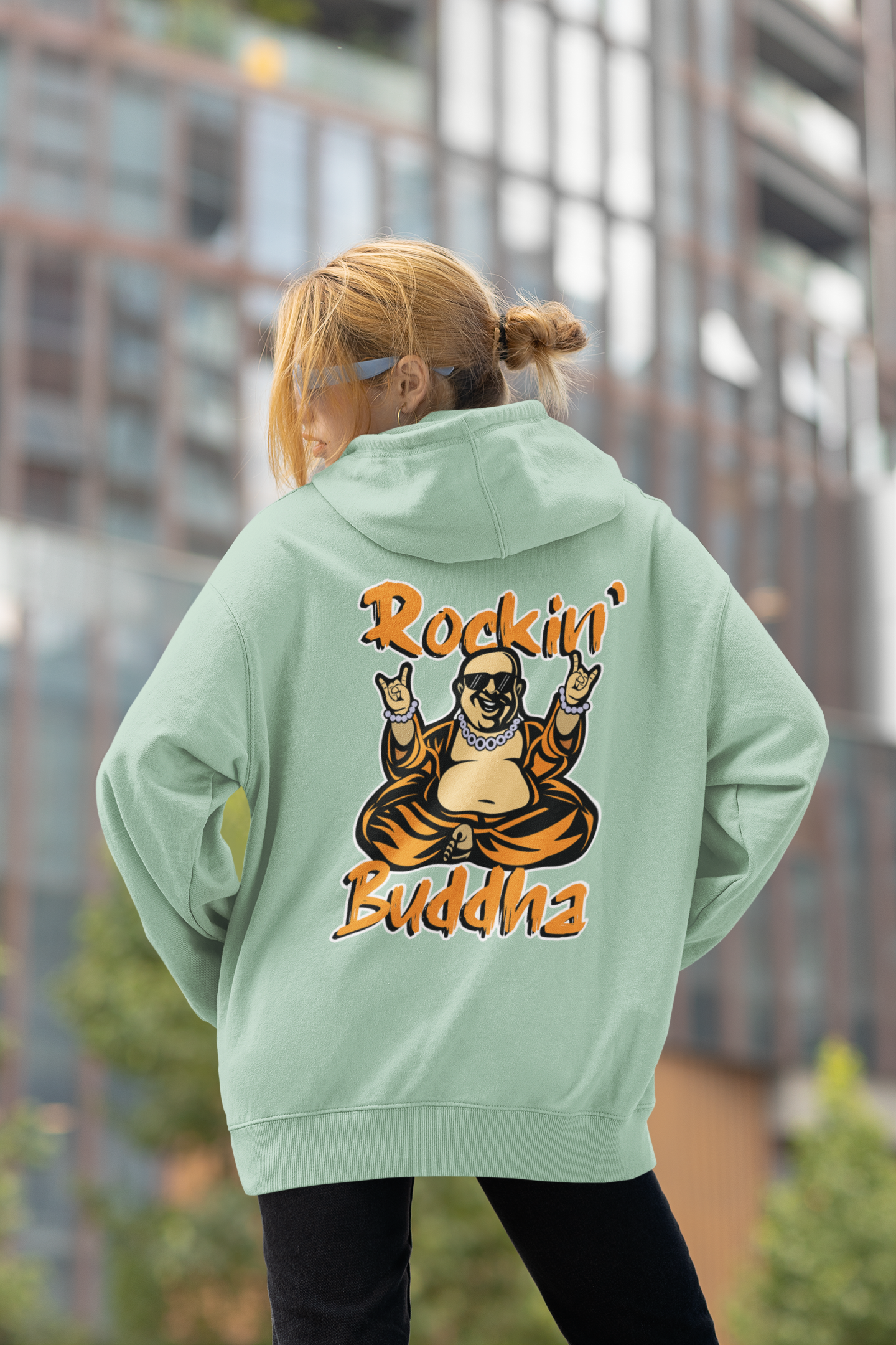 Sudadera unisex extragrande orgánica Slammer con estampado de ropa de calle ROCKIN BUDDHA para adultos SH - Sudadera unisex extragrande orgánica 2.0
