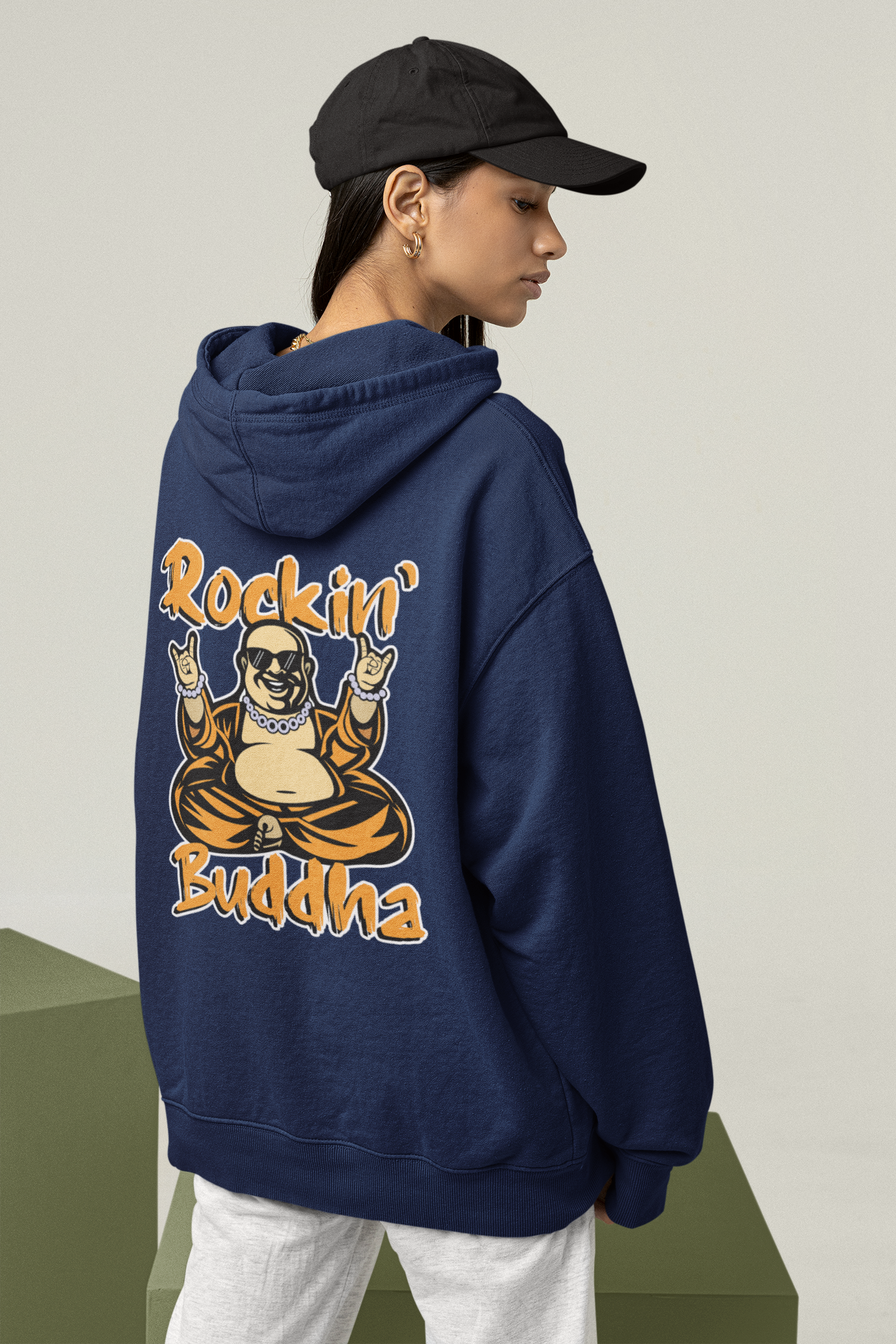 Sudadera unisex extragrande orgánica Slammer con estampado de ropa de calle ROCKIN BUDDHA para adultos SH - Sudadera unisex extragrande orgánica 2.0