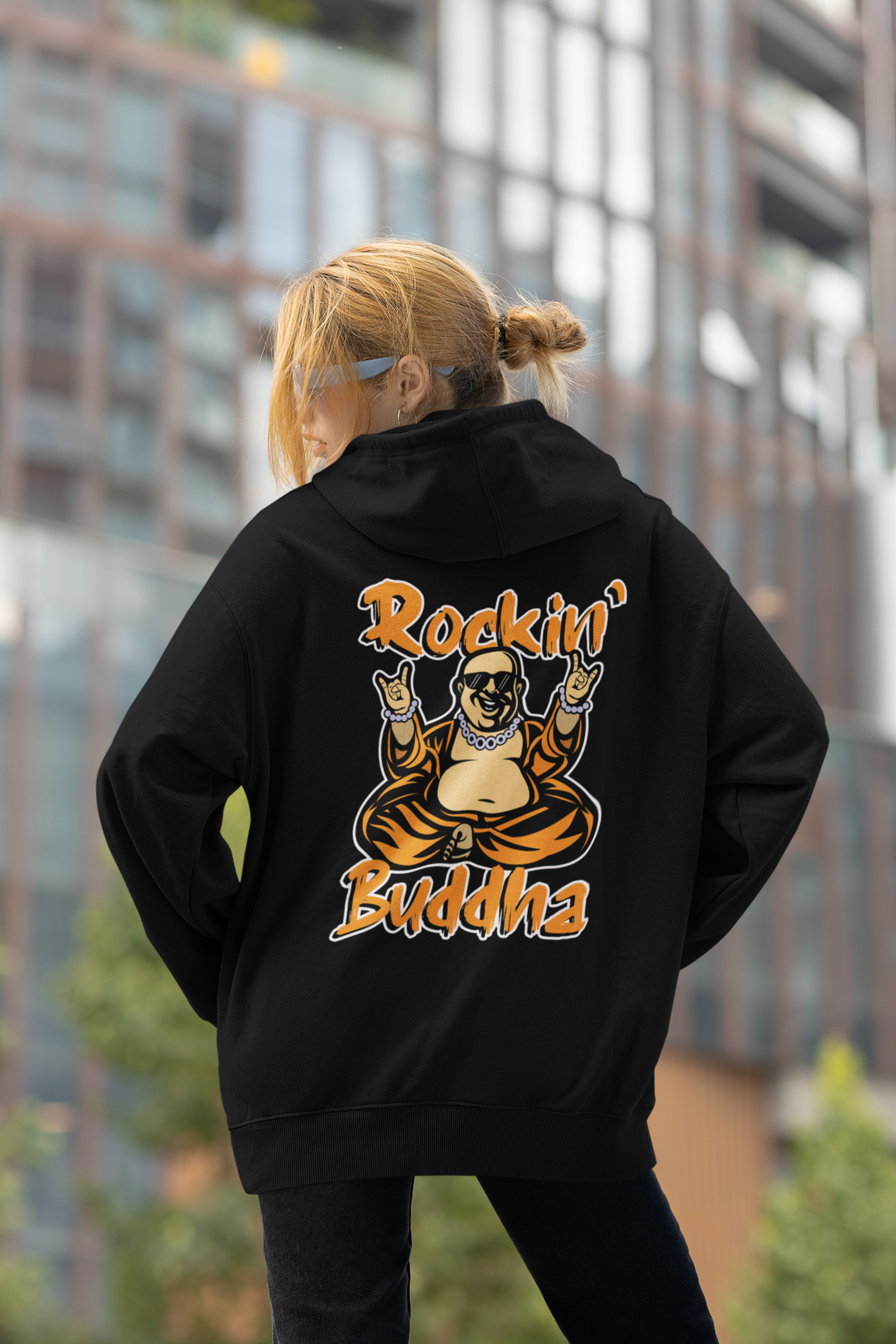 Sudadera unisex extragrande orgánica Slammer con estampado de ropa de calle ROCKIN BUDDHA para adultos SH - Sudadera unisex extragrande orgánica 2.0