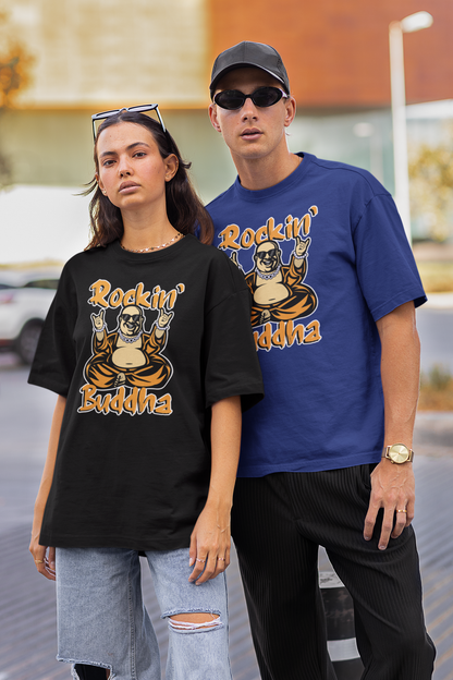 ROCKIN BUDDHA Streetwear Frontprint - Freestyler Bio Oversized Unisex T-Shirt Erwachsenen SH