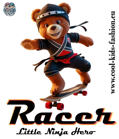 Teddy Racer Mittelschwerer Fleece-Hoodie für Jugendliche - Teddy Racer Little Ninja Skater Hero - Weltweit verfügbar - GL