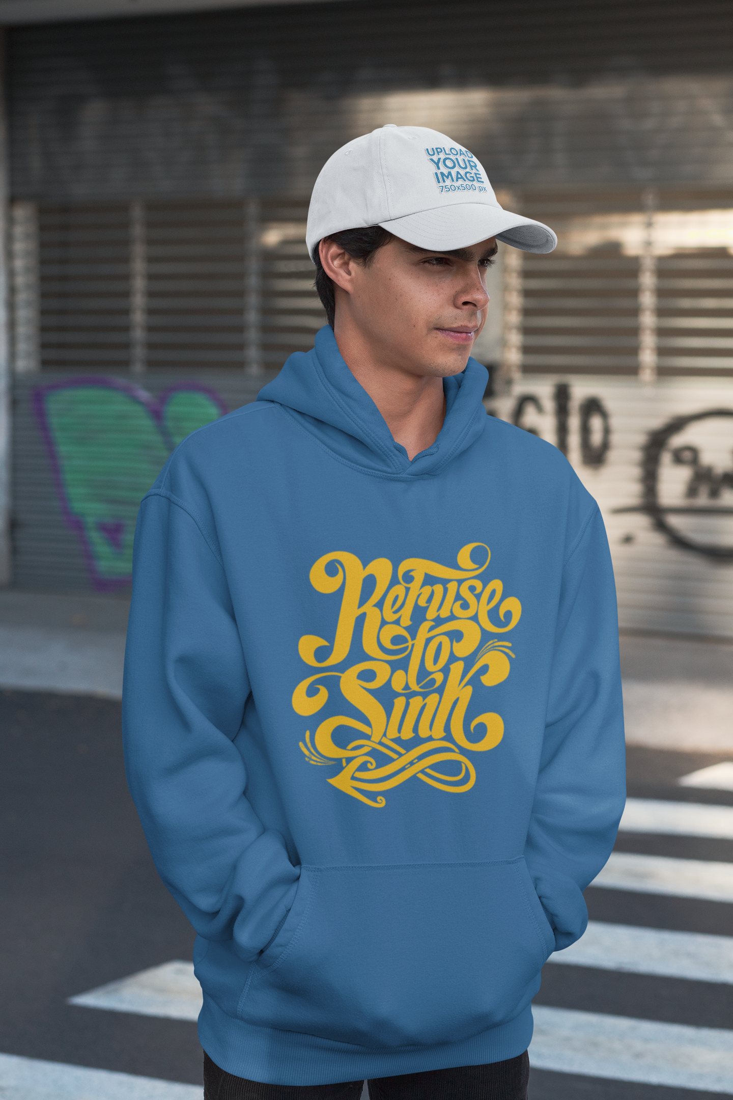 Refuse to Sinh Frontside Streetwear - Sudadera con capucha unisex extragrande orgánica Slammer para adultos SH - Sudadera con capucha unisex extragrande orgánica 2.0