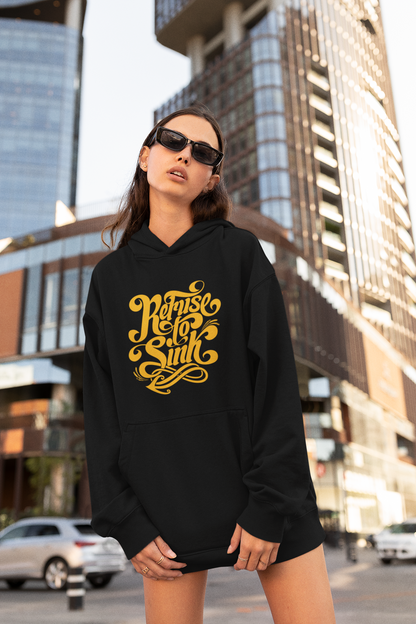 Refuse to Sinh Frontside Streetwear - Sudadera con capucha unisex extragrande orgánica Slammer para adultos SH - Sudadera con capucha unisex extragrande orgánica 2.0