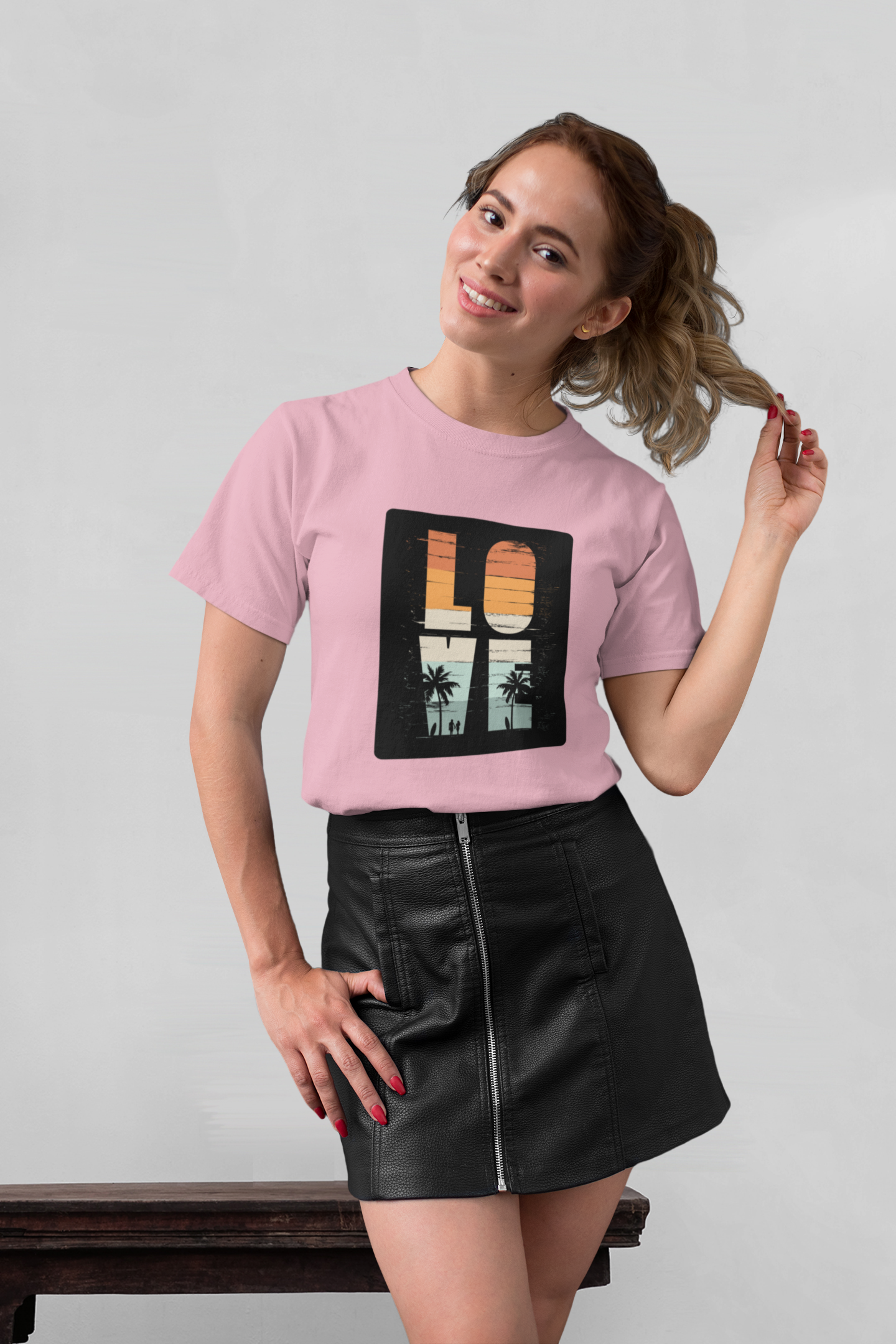 Retro Love Surfer Front - Unisex Erwachsenen Bio Baumwolle Kurzarm Shirt Creator T-Shirt 2.0 ST/ST SH