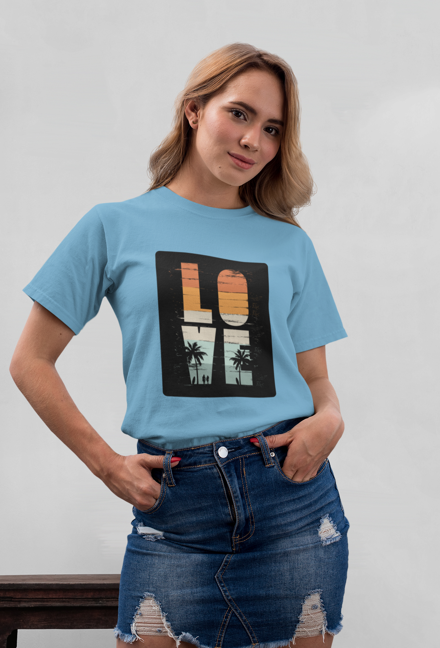 Retro Love Surfer Front - Unisex Erwachsenen Bio Baumwolle Kurzarm Shirt Creator T-Shirt 2.0 ST/ST SH