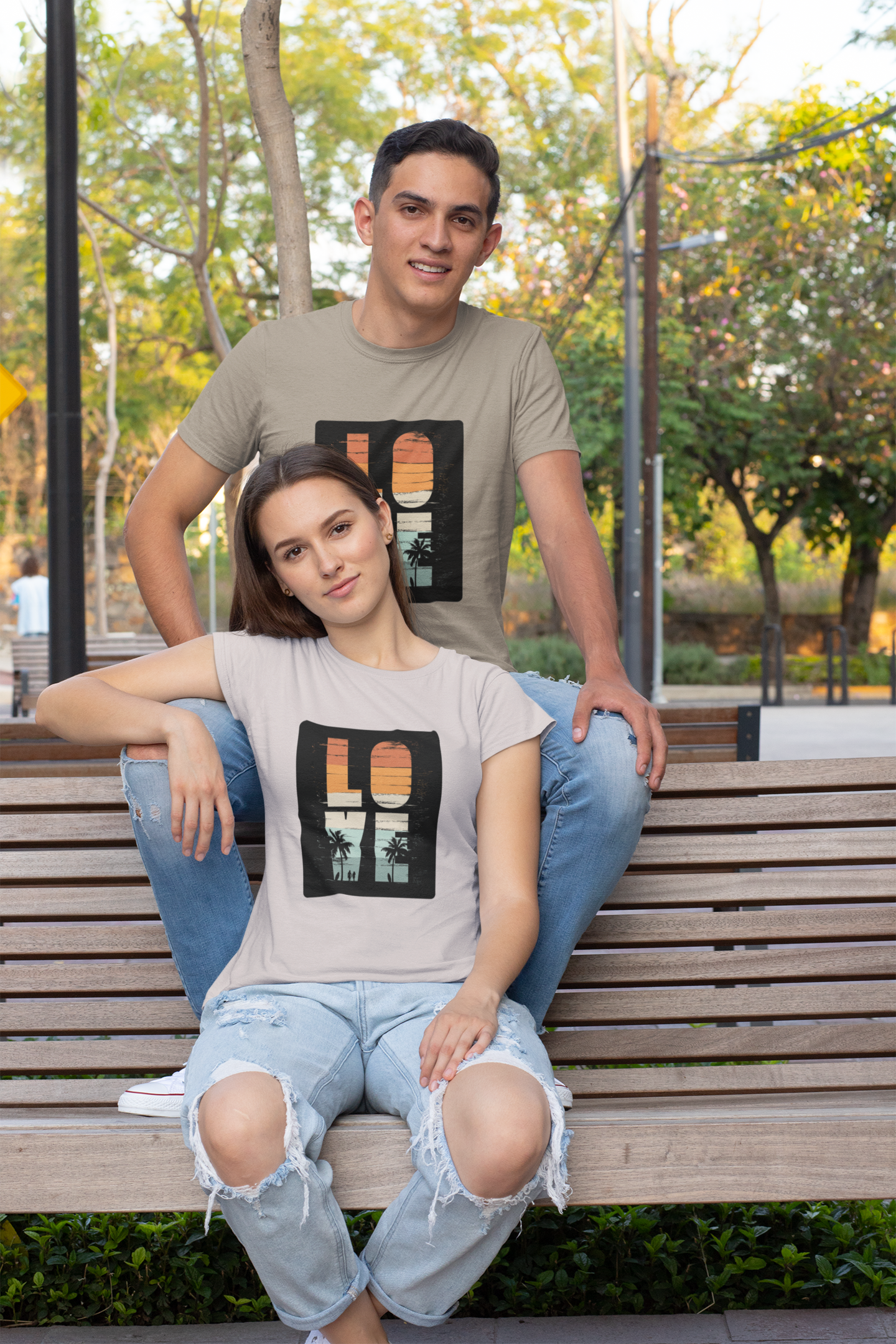 Retro Love Surfer Front - Unisex Erwachsenen Bio Baumwolle Kurzarm Shirt Creator T-Shirt 2.0 ST/ST SH