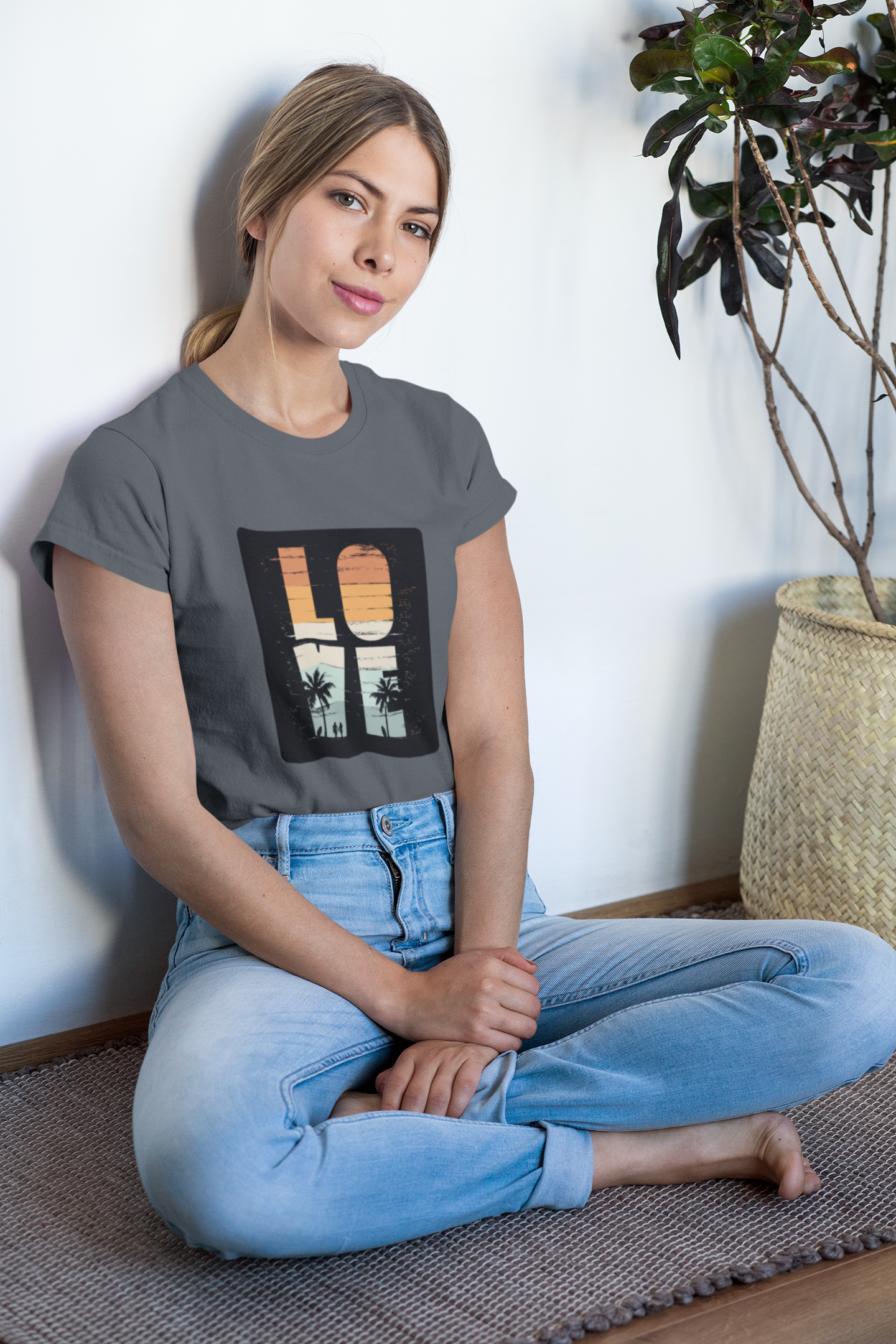 Retro Love Surfer Front - Unisex Erwachsenen Bio Baumwolle Kurzarm Shirt Creator T-Shirt 2.0 ST/ST SH