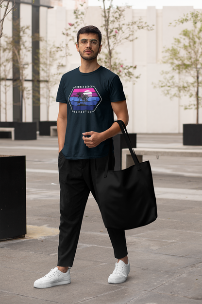 Retro Surfer Sunset Front - Unisex Erwachsenen Bio Baumwolle Kurzarm Shirt Creator T-Shirt 2.0 ST/ST SH