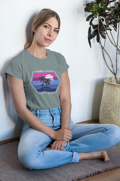 Retro Surfer Sunset Front - Unisex Erwachsenen Bio Baumwolle Kurzarm Shirt Creator T-Shirt 2.0 ST/ST SH