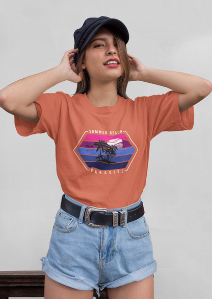 Retro Surfer Sunset Front - Unisex Erwachsenen Bio Baumwolle Kurzarm Shirt Creator T-Shirt 2.0 ST/ST SH
