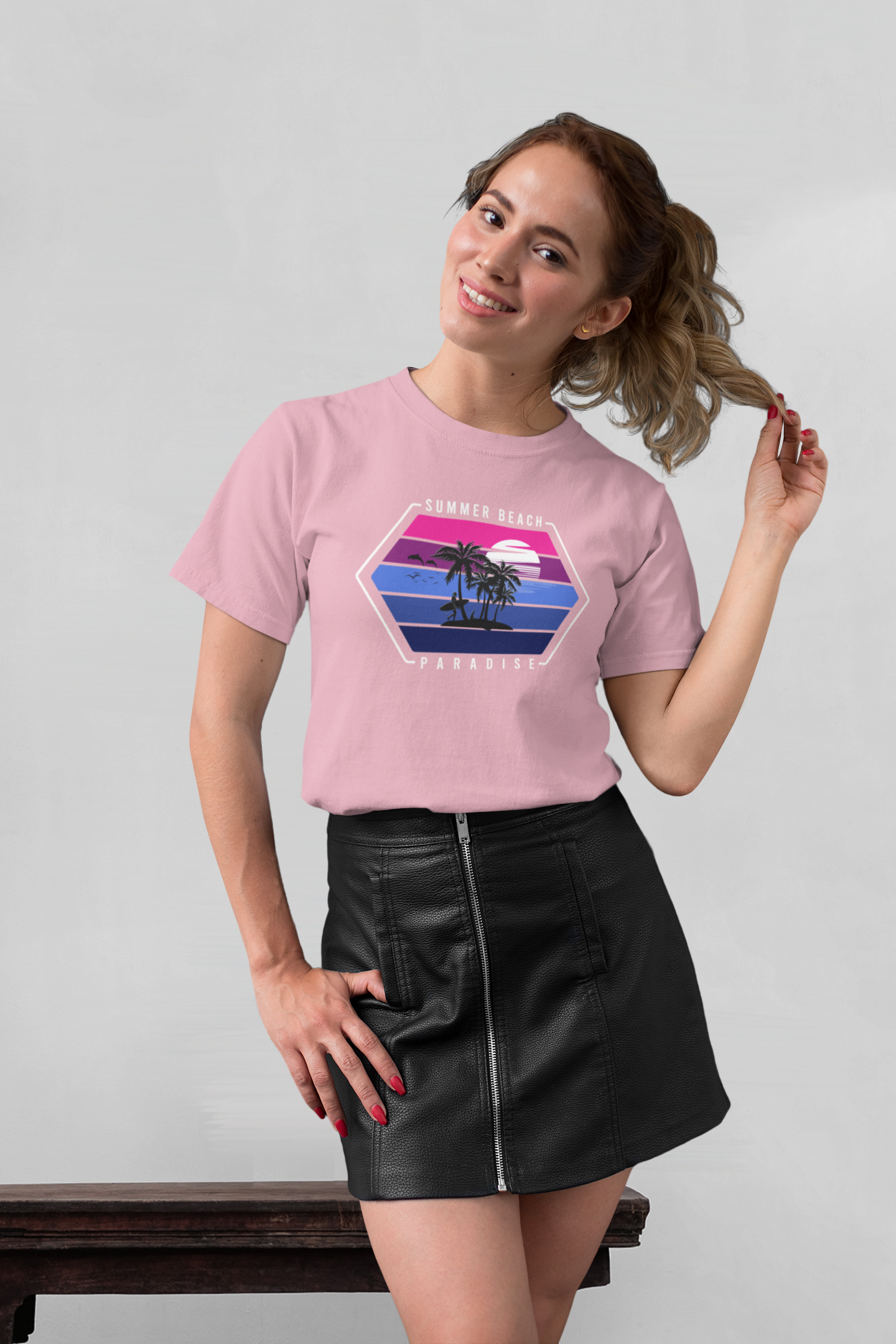 Retro Surfer Sunset Front - Unisex Erwachsenen Bio Baumwolle Kurzarm Shirt Creator T-Shirt 2.0 ST/ST SH