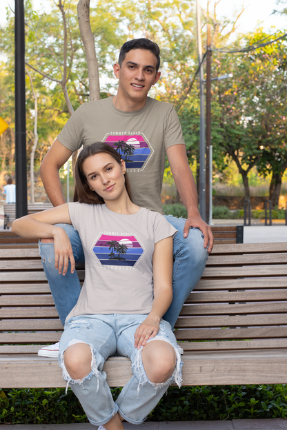 Retro Surfer Sunset Front - Unisex Erwachsenen Bio Baumwolle Kurzarm Shirt Creator T-Shirt 2.0 ST/ST SH