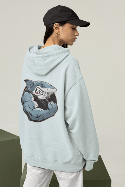 SHARKY MUSCLE SHARK - Sudadera unisex extragrande orgánica con estampado en la espalda - Slammer - Sudadera unisex extragrande orgánica 2.0