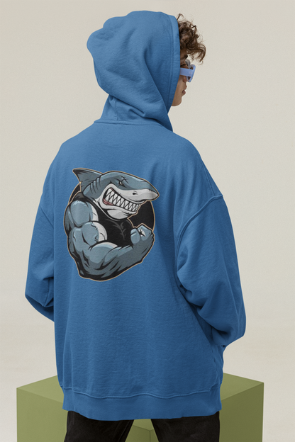 SHARKY MUSCLE SHARK - Sudadera unisex extragrande orgánica con estampado en la espalda - Slammer - Sudadera unisex extragrande orgánica 2.0