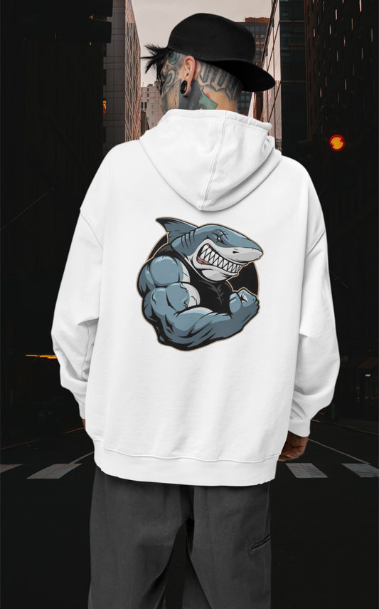 SHARKY MUSKEL HAI Streetwear Backprint - Slammer Bio Oversized Unisex Hoodie Erwachsenen SH