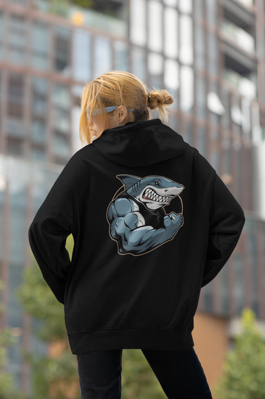 SHARKY MUSKEL HAI Streetwear Backprint - Slammer Bio Oversized Unisex Hoodie Erwachsenen SH