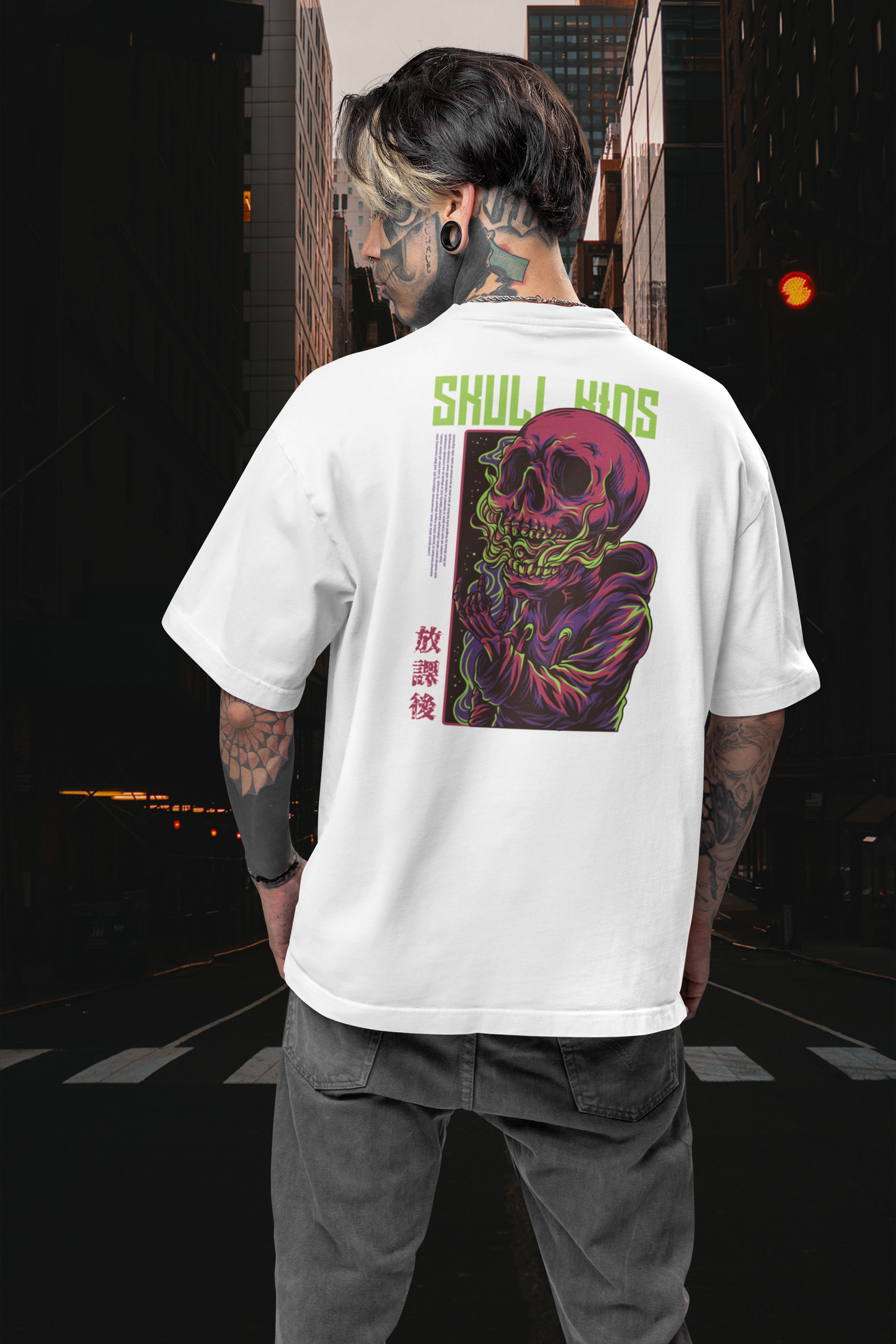 SKULL KIDS Warrior Streetwear Backprint - Freestyler Bio Oversized T-Shirt Erwachsenen SH