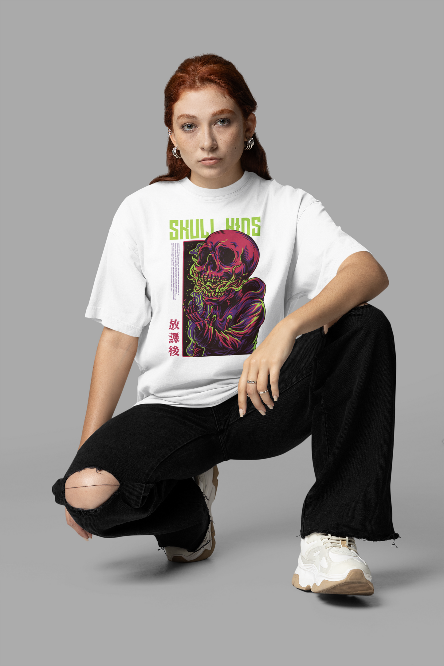SKULL KIDS Warrior Streetwear Frontprint - Freestyler Bio Oversized T-Shirt Erwachsenen SH