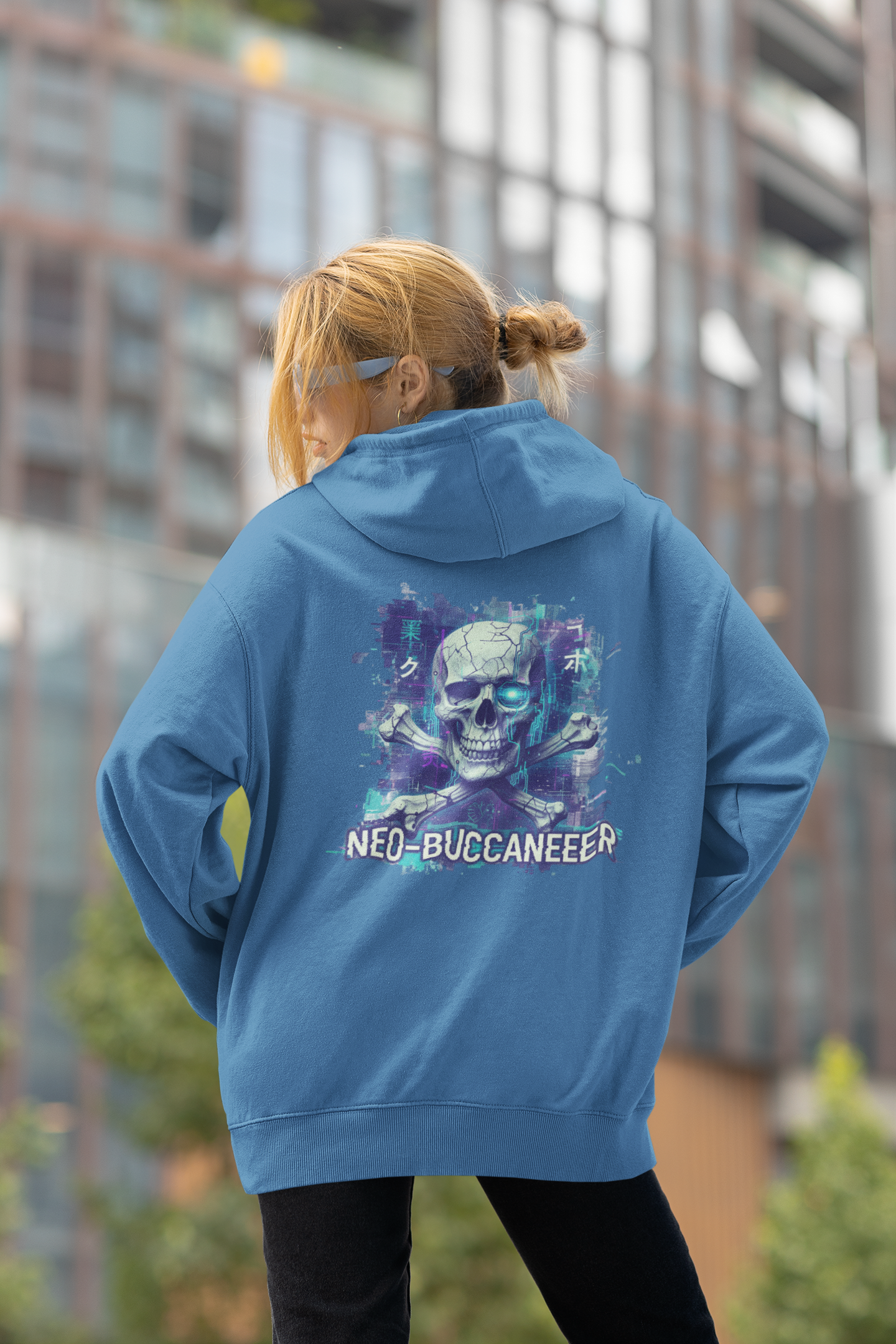 SKULL NEO-BUCCANEEER Streetwear Estampado en la espalda - Sudadera con capucha unisex extragrande orgánica Slammer para adultos SH - Sudadera con capucha unisex extragrande orgánica 2.0
