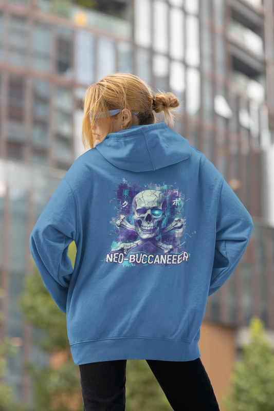 SKULL NEO-BUCCANEEER Streetwear Backprint - Slammer Bio Oversized Unisex Hoodie Erwachsenen SH