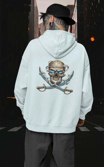 SKULL PIRATE DATA SWORD Streetwear Backprint - Slammer Sudadera con capucha unisex extragrande orgánica para adultos SH - Sudadera con capucha unisex extragrande orgánica 2.0