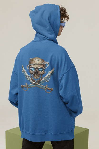 SKULL PIRATE DATA SWORD Streetwear Backprint - Slammer Sudadera con capucha unisex extragrande orgánica para adultos SH - Sudadera con capucha unisex extragrande orgánica 2.0