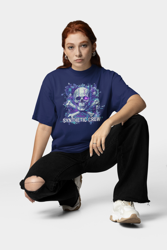 SKULL SYNTHETIC CREW Streetwear Frontprint - Freestyler Bio Oversized Unisex T-Shirt Erwachsenen SH