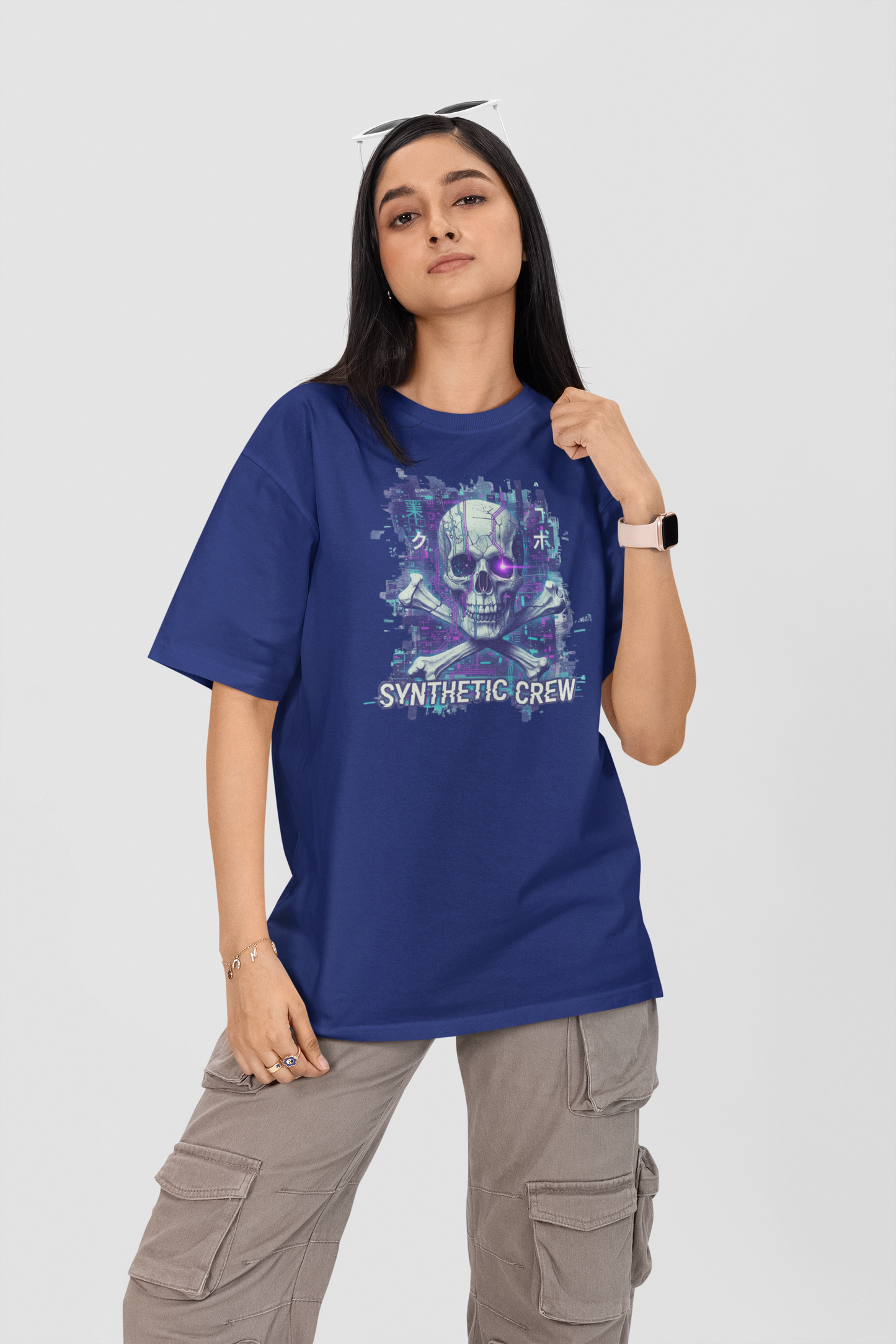 SKULL SYNTHETIC CREW Streetwear Frontprint - Freestyler Bio Oversized Unisex T-Shirt Erwachsenen SH
