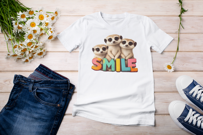 SMILE Erdmännchen - Kinder T-Shirt Kurzarm-Shirt Baumwolle Hochwertig Langlebig - T-Shirt Kids BC SH