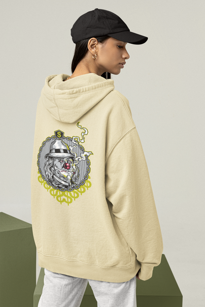 SMOKIE CLOWN Streetwear Estampado en la espalda - Sudadera con capucha unisex extragrande orgánica Slammer para adultos SH - Sudadera con capucha unisex extragrande orgánica 2.0