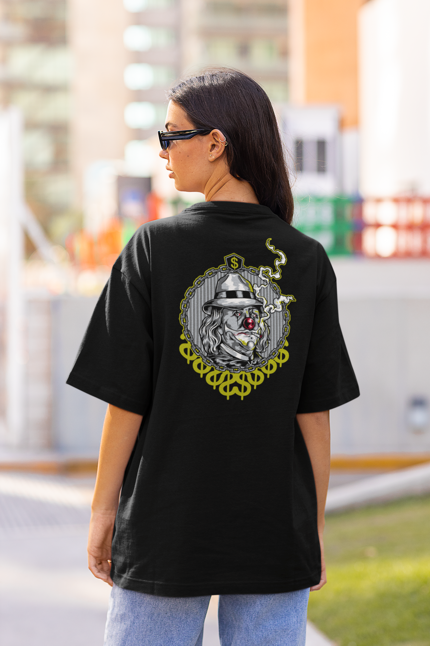 SMOKIE CLOWN Streetwear Backprint - Freestyler Bio Oversized Unisex T-Shirt Erwachsenen SH