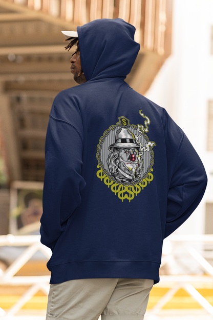 SMOKIE CLOWN Streetwear Estampado en la espalda - Sudadera con capucha unisex extragrande orgánica Slammer para adultos SH - Sudadera con capucha unisex extragrande orgánica 2.0