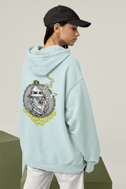 SMOKIE CLOWN Streetwear Estampado en la espalda - Sudadera con capucha unisex extragrande orgánica Slammer para adultos SH - Sudadera con capucha unisex extragrande orgánica 2.0