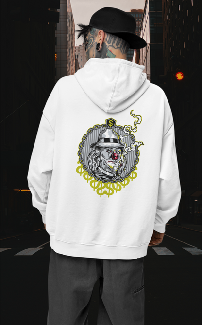SMOKIE CLOWN Streetwear Estampado en la espalda - Sudadera con capucha unisex extragrande orgánica Slammer para adultos SH - Sudadera con capucha unisex extragrande orgánica 2.0