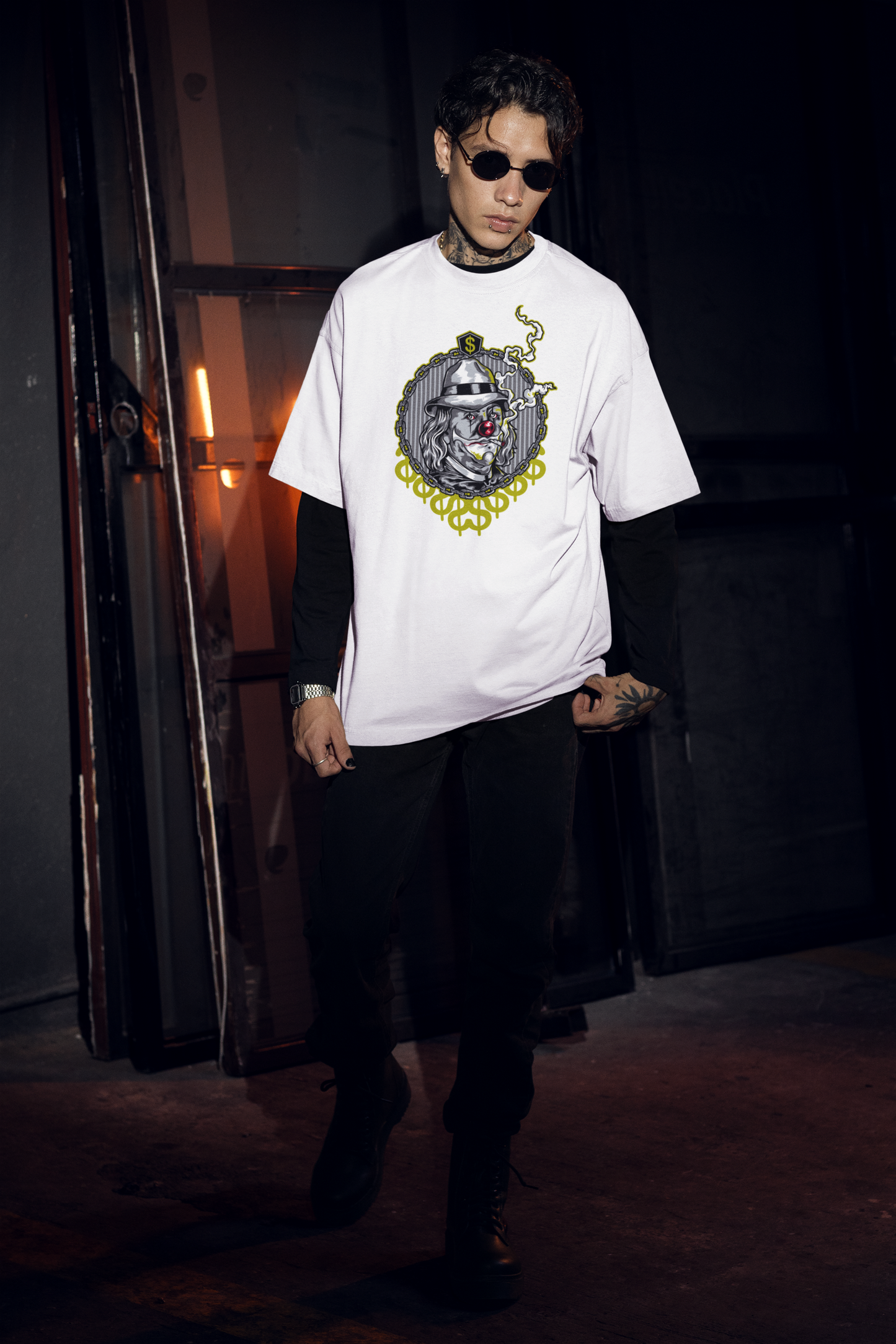 SMOKIE CLOWN Streetwear Frontprint - Freestyler Bio Oversized Unisex T-Shirt Erwachsenen SH