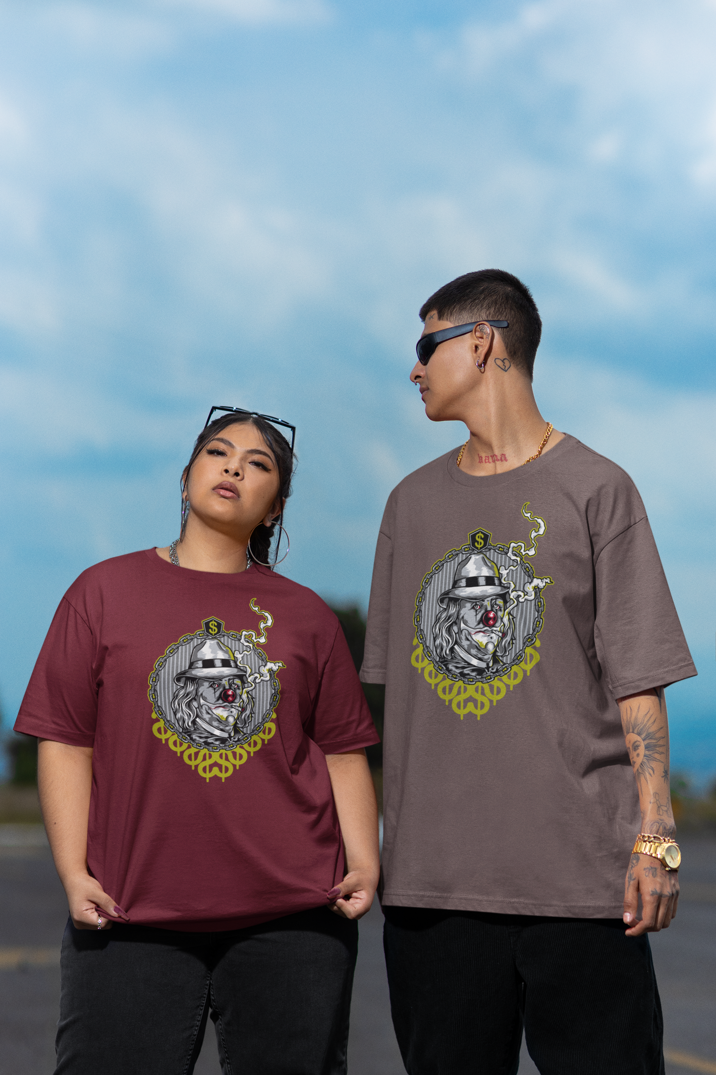 SMOKIE CLOWN Streetwear Frontprint - Freestyler Bio Oversized Unisex T-Shirt Erwachsenen SH