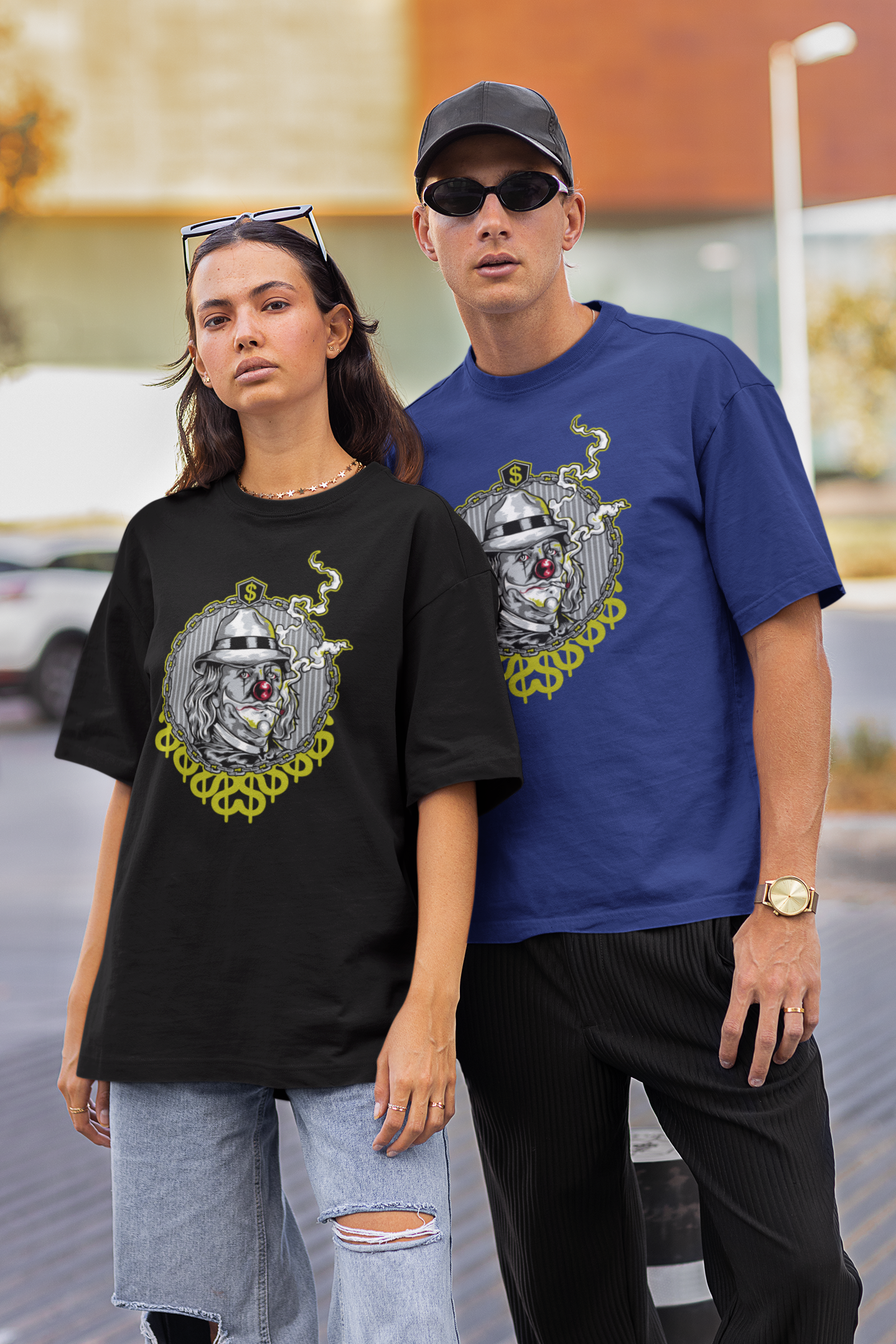 SMOKIE CLOWN Streetwear Frontprint - Freestyler Bio Oversized Unisex T-Shirt Erwachsenen SH