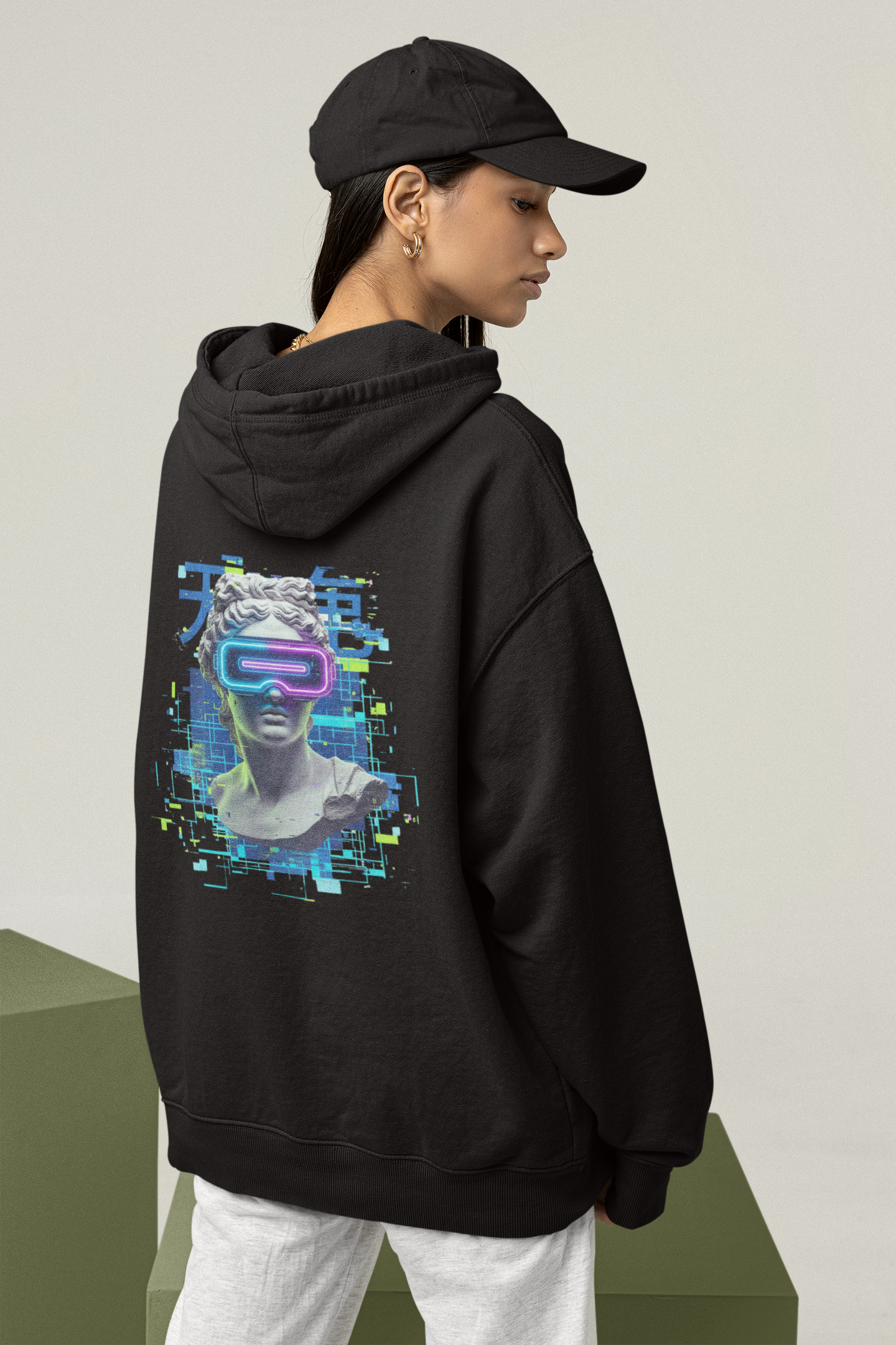 STATUE VIRTUAL BRILLE FUTURE IV Streetwear Backprint - Sudadera con capucha unisex extragrande Slammer Organic para adultos - Sudadera con capucha unisex extragrande Organic 2.0