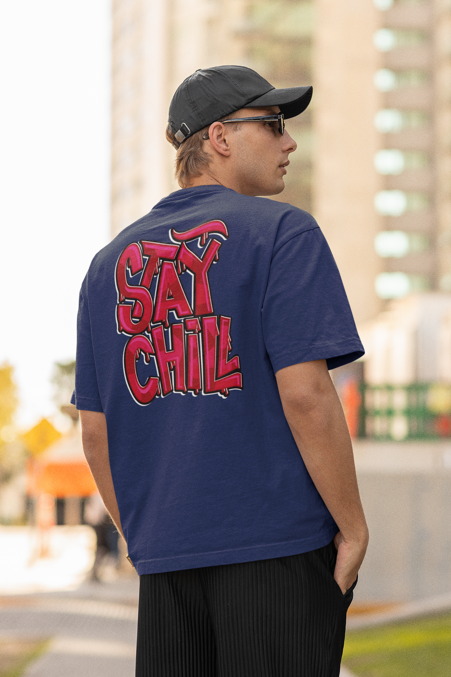 STAY CHILL Streetwear Backprint - Freestyler Bio Oversized Unisex T-Shirt Erwachsenen SH