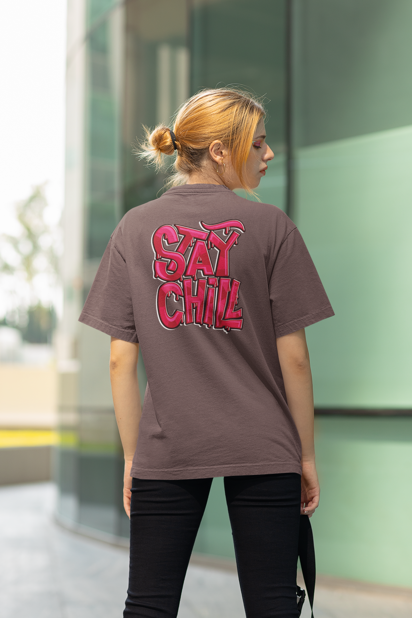 STAY CHILL Streetwear Backprint - Freestyler Bio Oversized Unisex T-Shirt Erwachsenen SH