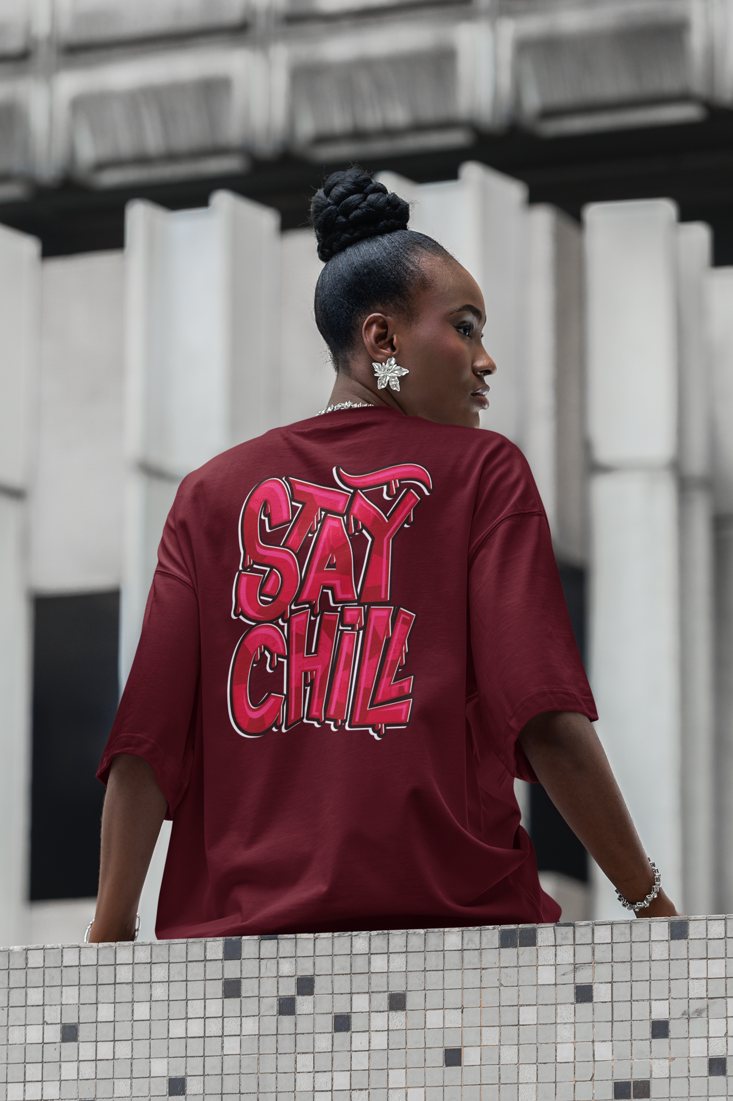 STAY CHILL Streetwear Backprint - Freestyler Bio Oversized Unisex T-Shirt Erwachsenen SH