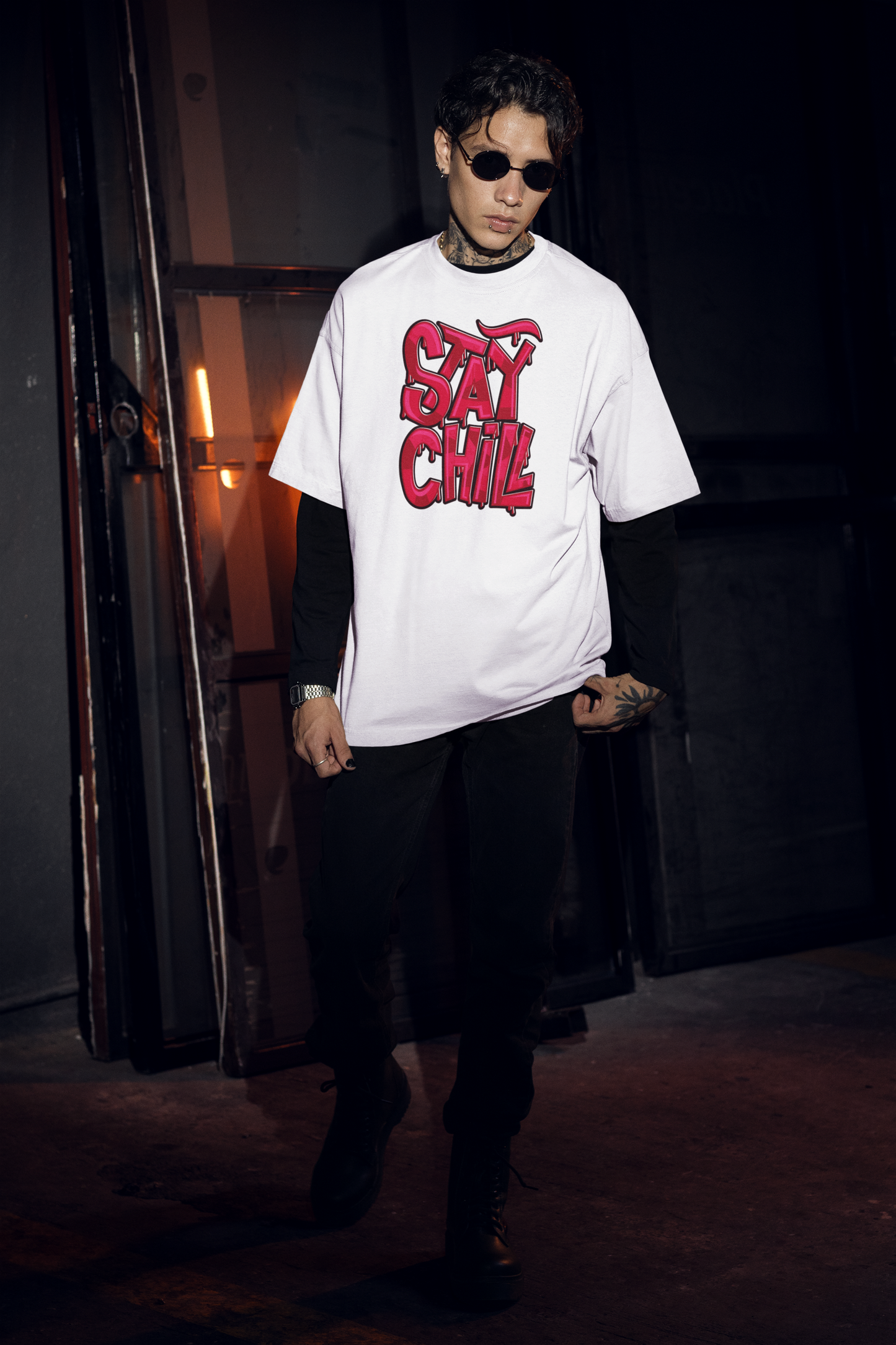STAY CHILL Streetwear Frontprint - Freestyler Bio Oversized Unisex T-Shirt Erwachsenen SH